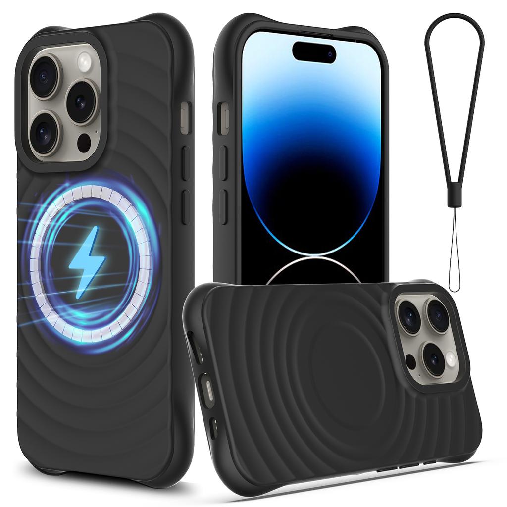 Für iPhone 14 Pro Hülle Wasserwellenstruktur Flüssigsilikon Schlanke Handyhülle Kompatibel mit MagSafe