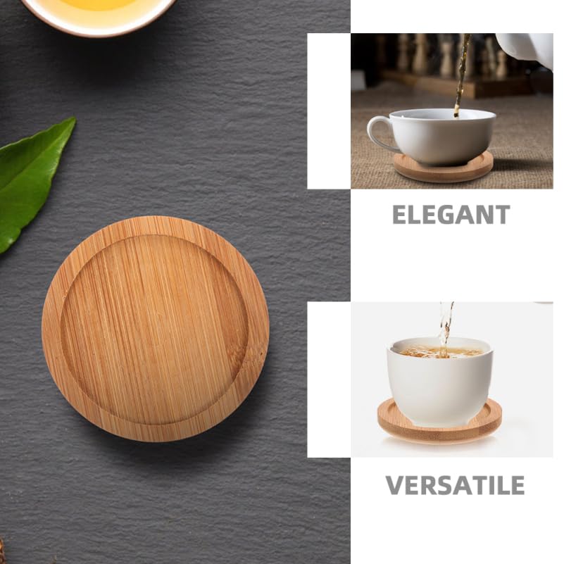 MUCKLILY 1 Set Bamboo Coasters Water Cup Pads Tea Cup Saucers Outdoor Coasters Round Pads Decorative Table Mats Bamboo Mats Beige 12pcs