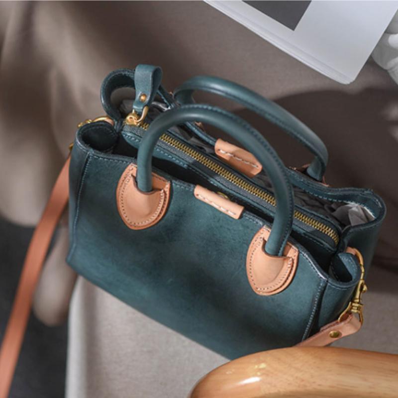 Johnature Luxus kézitáska Valódi bőr női táska, kézzel készített természetes, valódi marhabőr egyszínű, egyszerű válltáskák