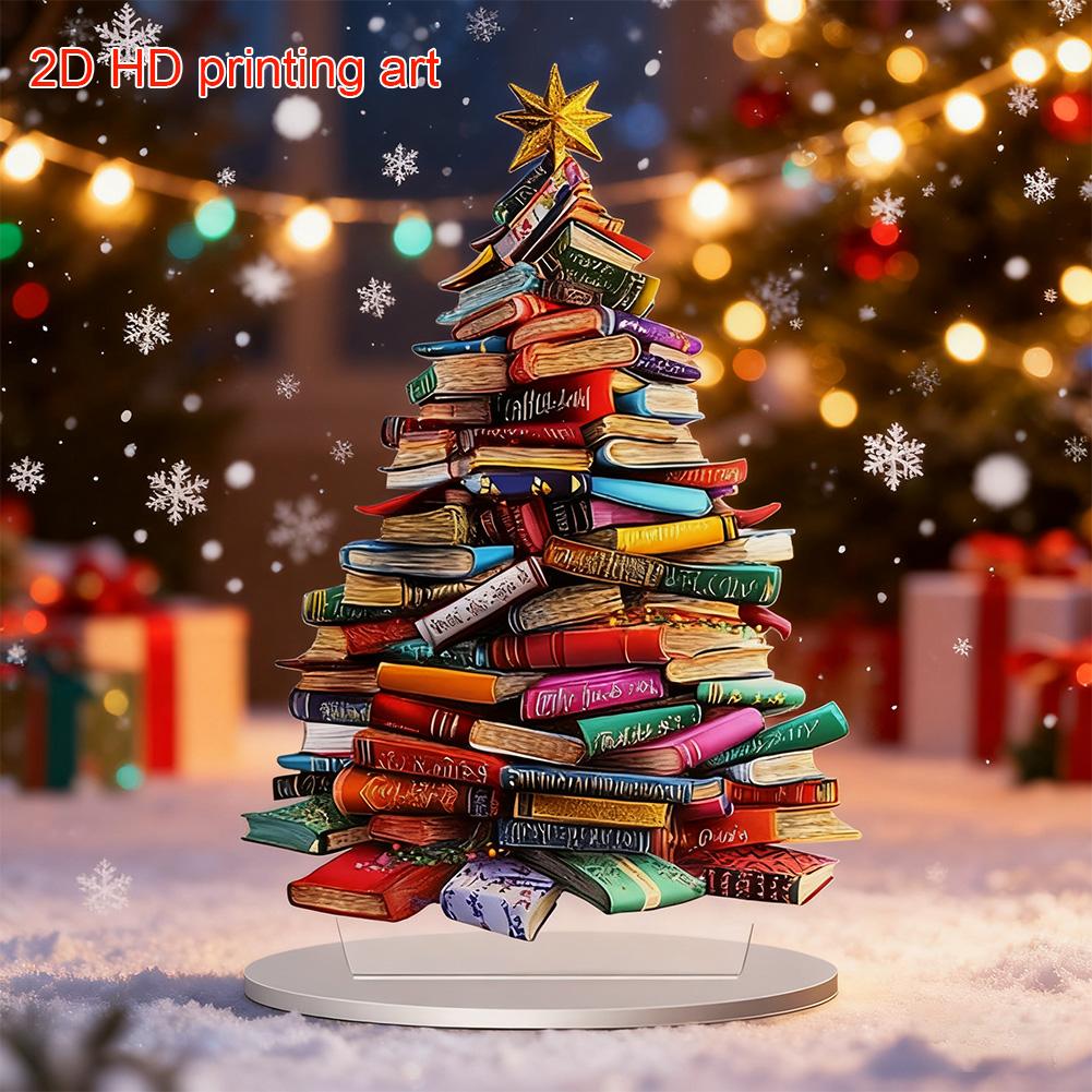 Novelty Book Christmas Tree Home Festival Inspirational Table Decoration High Quality Acrylic Gift Suitable For Parent Friend