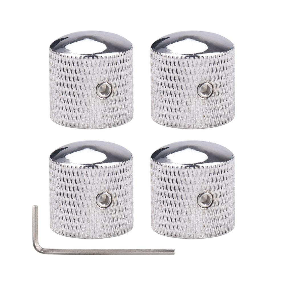 3pcs/4pcs Metal Dome Knobs Electric Bass Guitar Knobs Volume Tone Control Knobs with Wrench Bronze/BK/CR/GD/Black Nickel