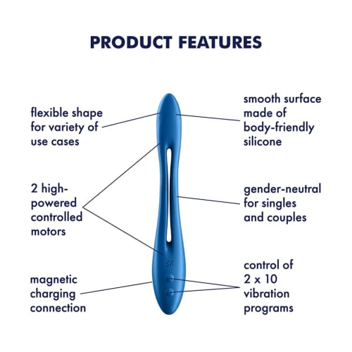 Satisfyer Elastic Game Dark Blue Flexible Vibrator Foldable Couple Vibrator Pinching Electric Ring Versatile G Spot Clitoris Simultaneous Stimulation