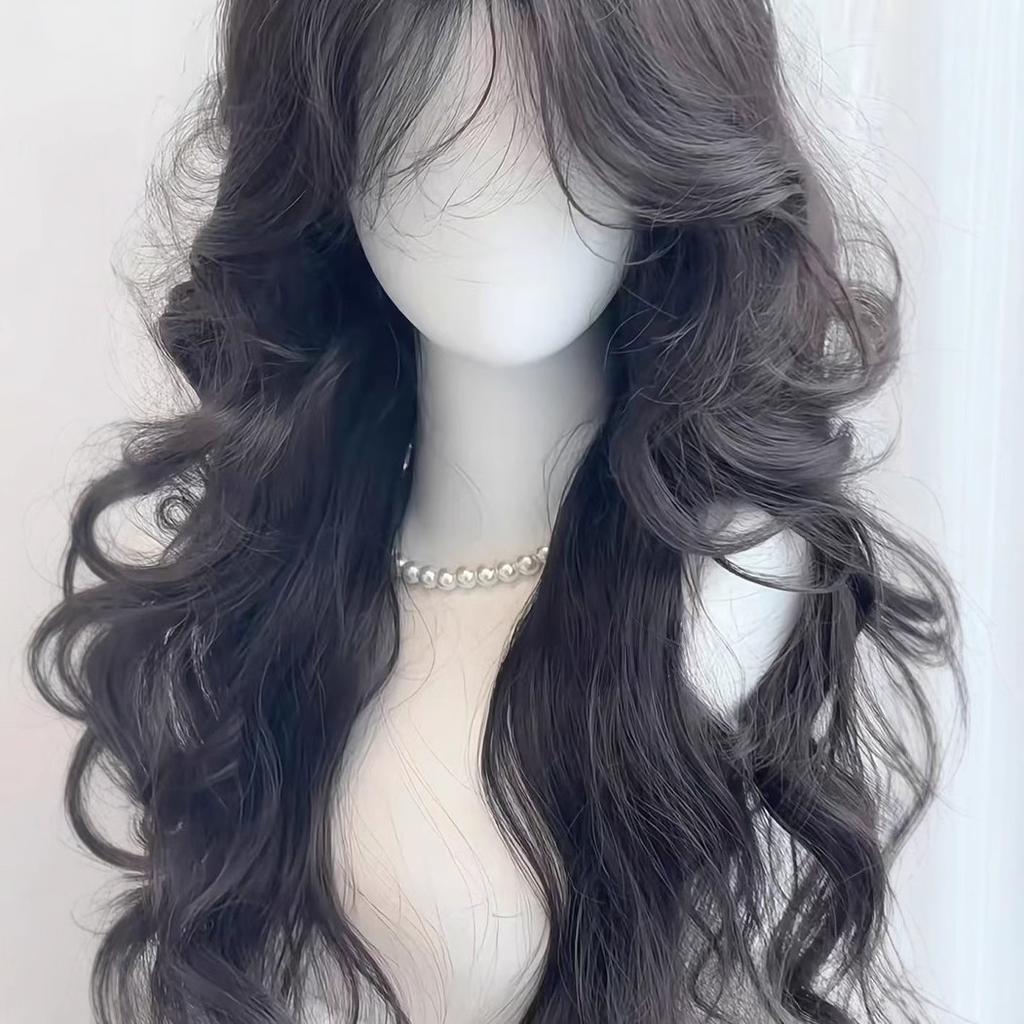 Lolita Black Wig for Women Long Wavy Hair 75cm Curly Wig with Bangs Cosplay Headband Wigs Synthetic Wigs for Daily Use