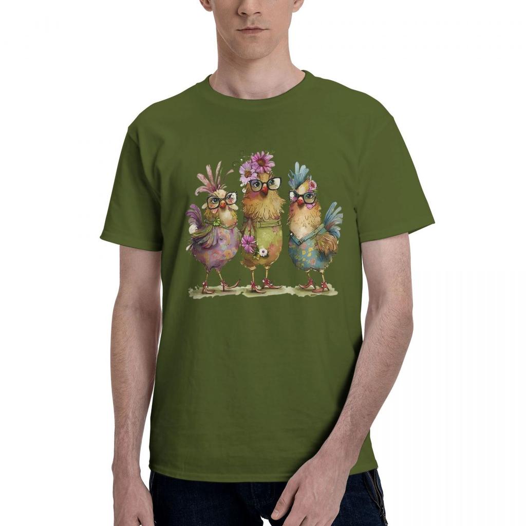 Chicken Print 100 Cotton Casual Breathable Confortable Clothes Funny TShirt For Men Funny Shirt