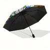 """Atemberndes Pfauen-Buntglas-Dekor" Regenschirm, Tragbarer 3-fach Kompakter Regenschirm für Damen & Herren ES23"""
