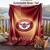 Flannel Blanket Brentford Football Print Custom Name Text Soft Throw for Sofa Bed