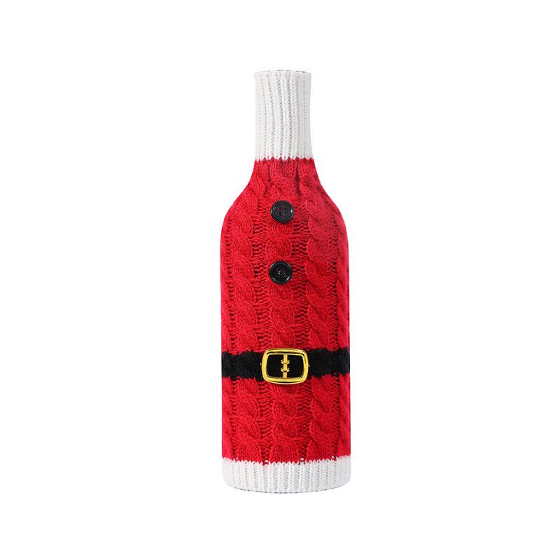 Christmas Wine Bottle Cover Striped Knitted Wine Bottle Sleeve Santa Claus Woven Kitchen Dining Room Xmas Party Table Decoration