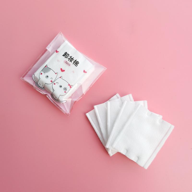 Double-Sided Cotton Makeup Remover Pads - Pure Cotton, Thickened, Travel Size (5 Sheets)