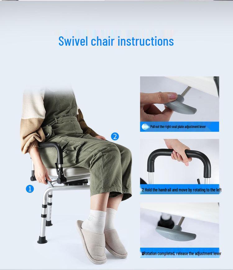Adjustable Non-Slip Shower Chair with Armrests for Elderly, Disabled, and Pregnant Users