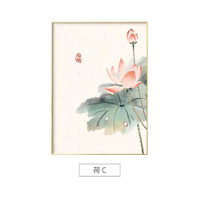 Traditional Chinese Lotus Wall Art Canvas Painting Plant Posters and Prints Wall Picture For Living Room Bedroom Home Decoration
