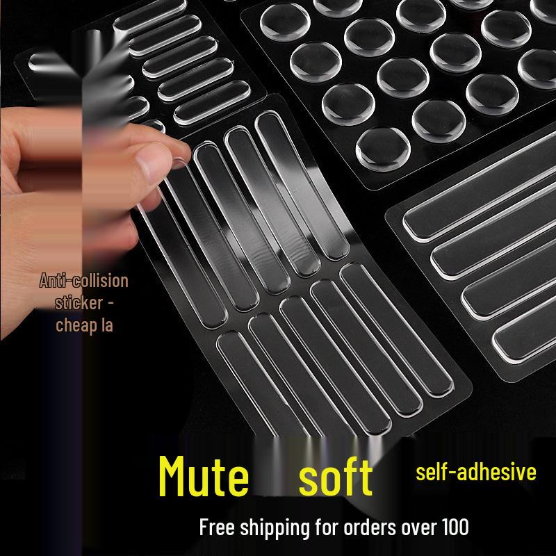 Reusable Transparent Silicone Anti-Collision Strip & Non-Slip Pad for Cabinets, Drawers, Glass, and Walls