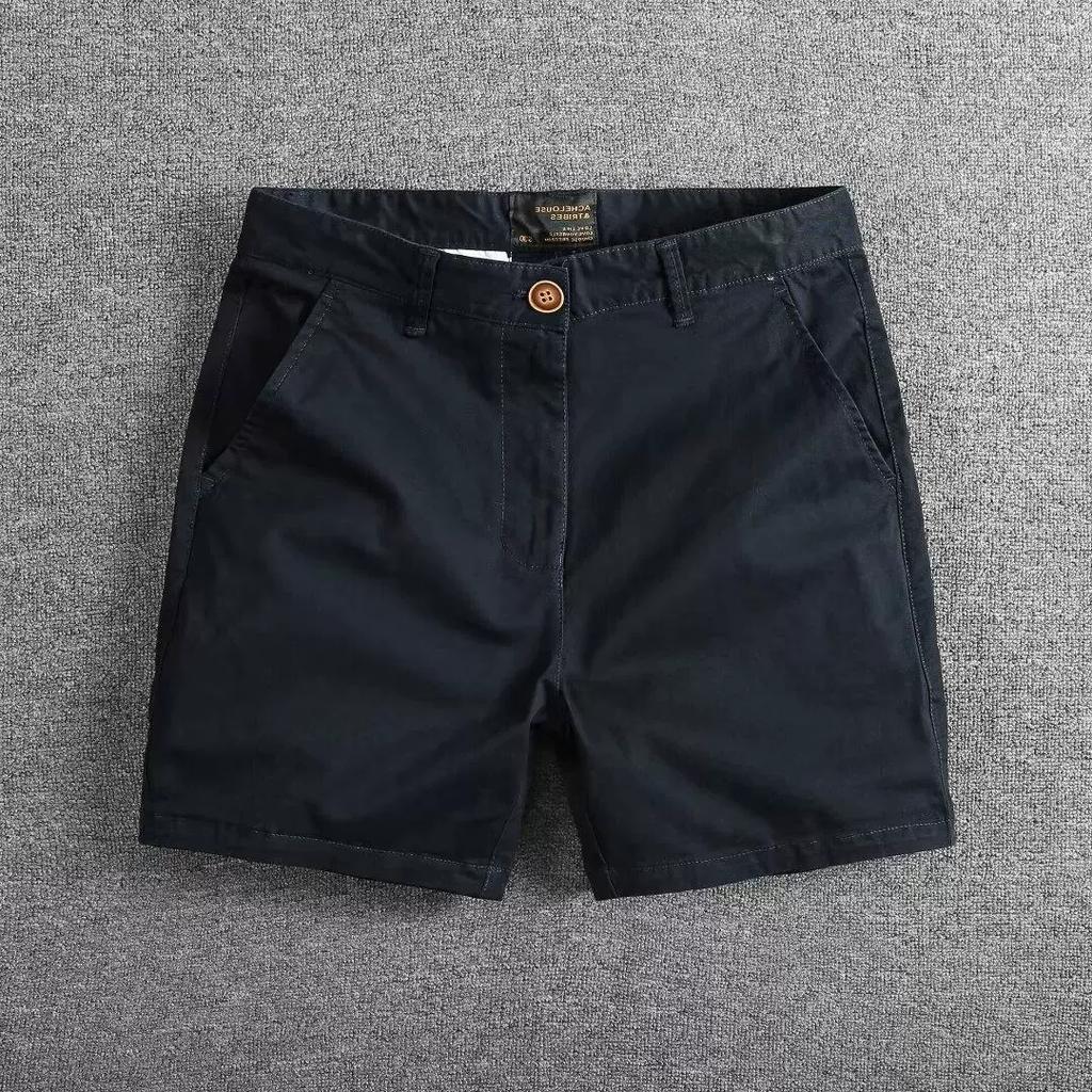 Men's Casual Cotton Shorts Summer Solid Color Slim Fit Loose Fit Thin Three-quarter Length Pants Workwear