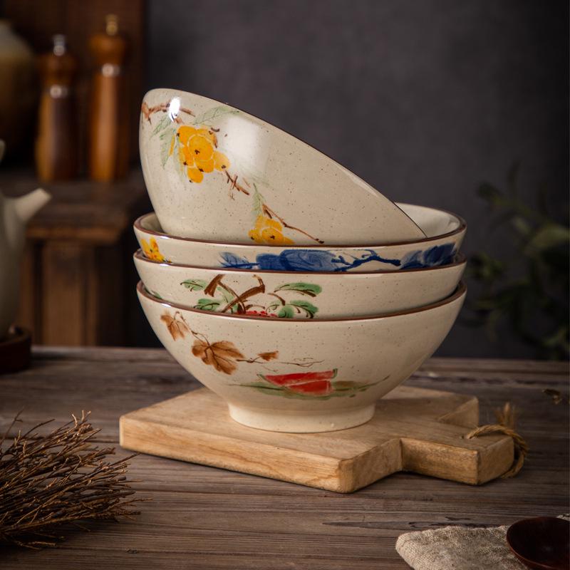 Vintage Ink Wash Ceramic Dòulì Noodle Bowl - High-Footed Underglaze Tableware for a High-End, Unique Feel.