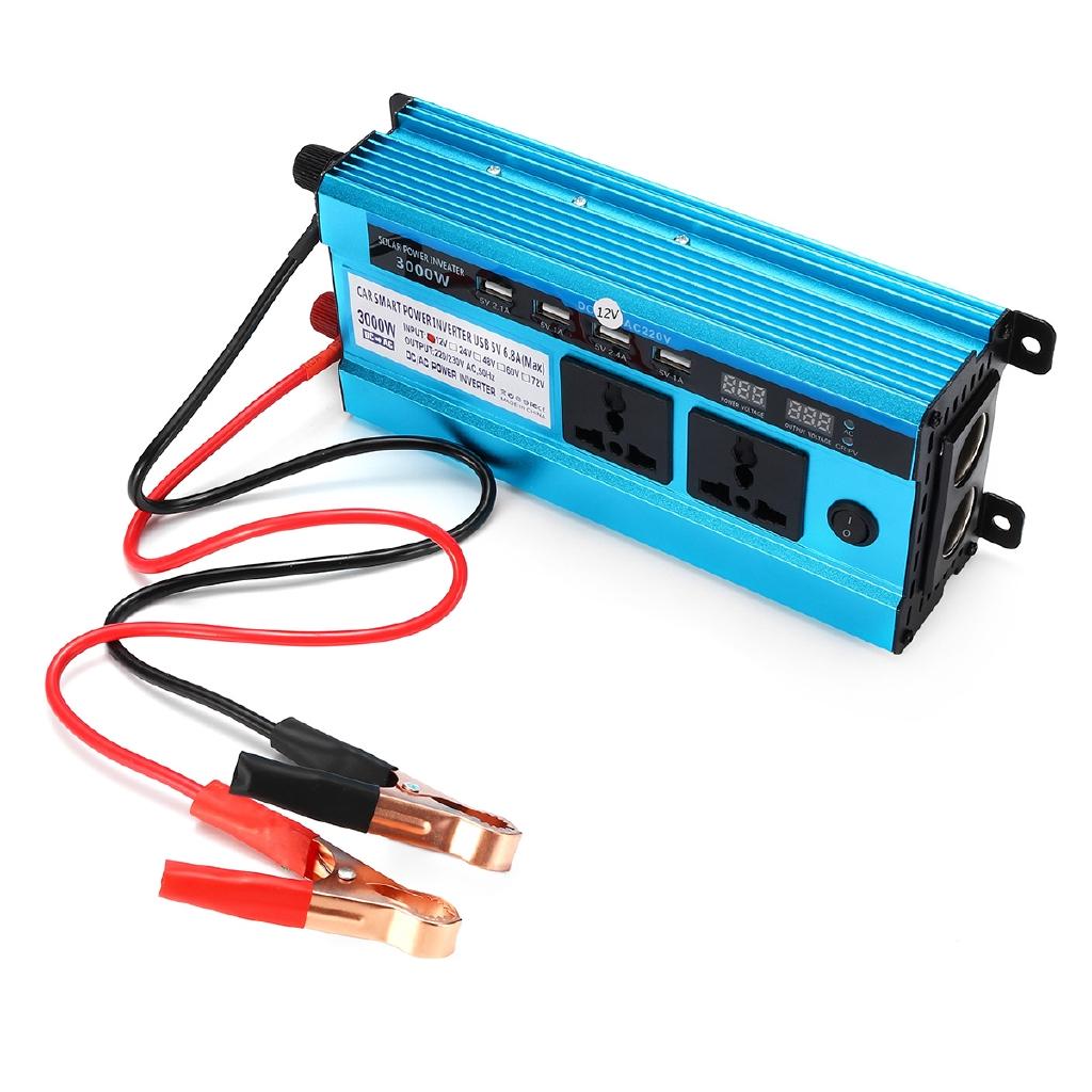 LED Display 12V DC To 220V AC Sine Wave Converter Lot Blue 2000W Solar Power Inverter