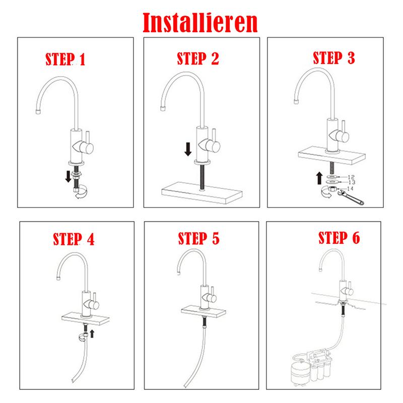 Rotatable Sink Faucet Connect Reverse Osmosis Faucet 1/4 Inch Tainless Steel Kitchen Water Faucet 2Heads Drinking Tool