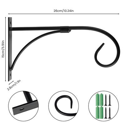 Nástěnná kovová železná závěsná konzole s háčkem pro zavěšení květináče, košíku, nástěnné dekorace, zahradní dekorace, domácí dekorace