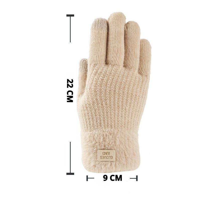 Knitted Gloves Autumn and Winter Double-layer Velvet Thickened Warm Women's Gloves Cold Resistant Touchscreen Gloves