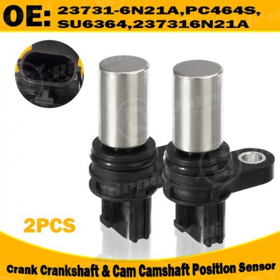2PCS Crank Crankshaft & Cam Camshaft Position Sensor 23731-6N21A for Nissan 2.5L