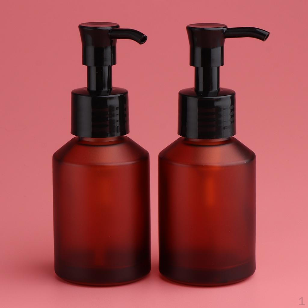 Of 2Pcs Refillable Glass Pump Bottles for Dispensing Lotions, Shampoos and Massage Oils
