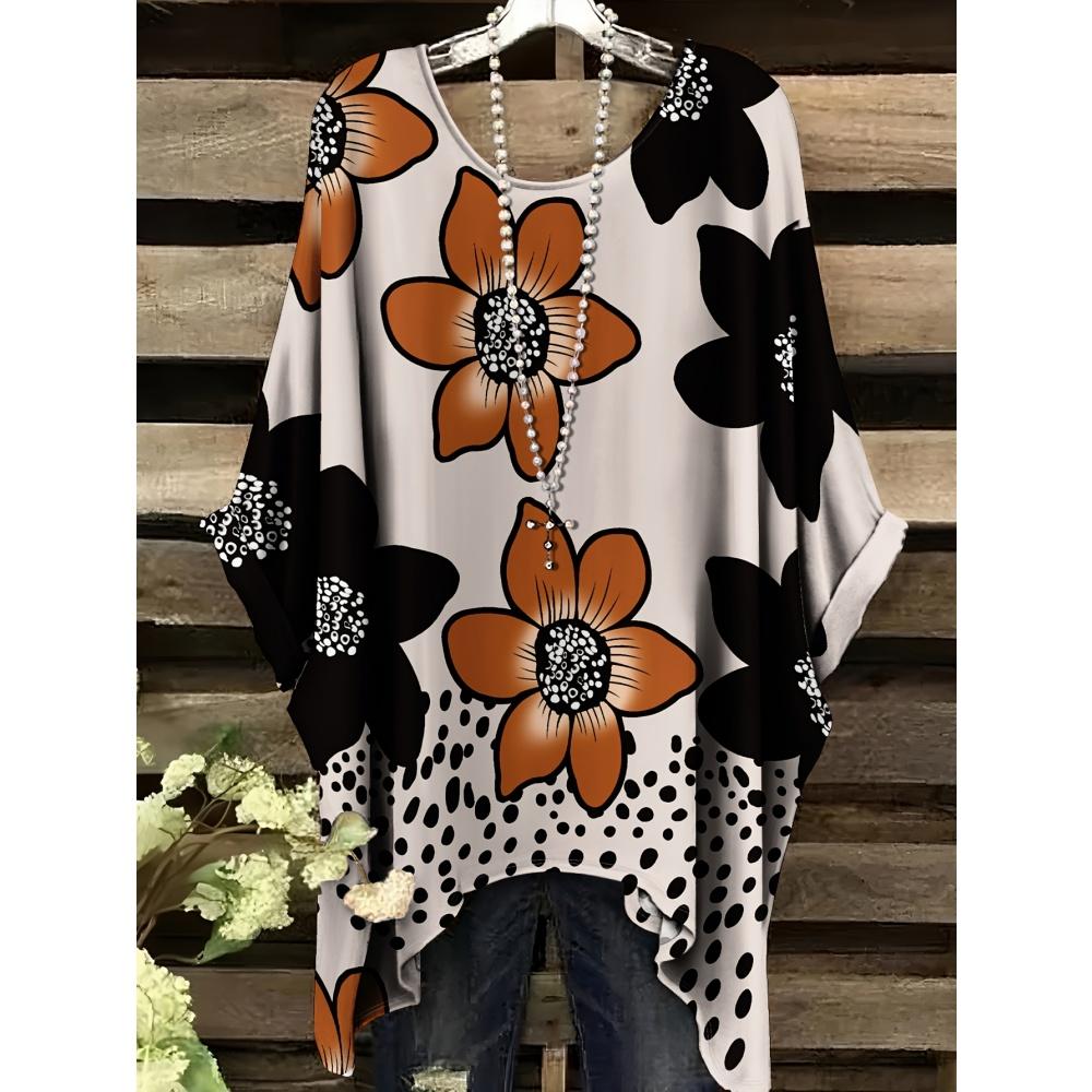 Sommer Elegante Frau Blumenprint Oberteil Vintage Rundhals Damen Kurzarm Y2k Grafik T-Shirt Mode Y2k Kleidung Frau 2025