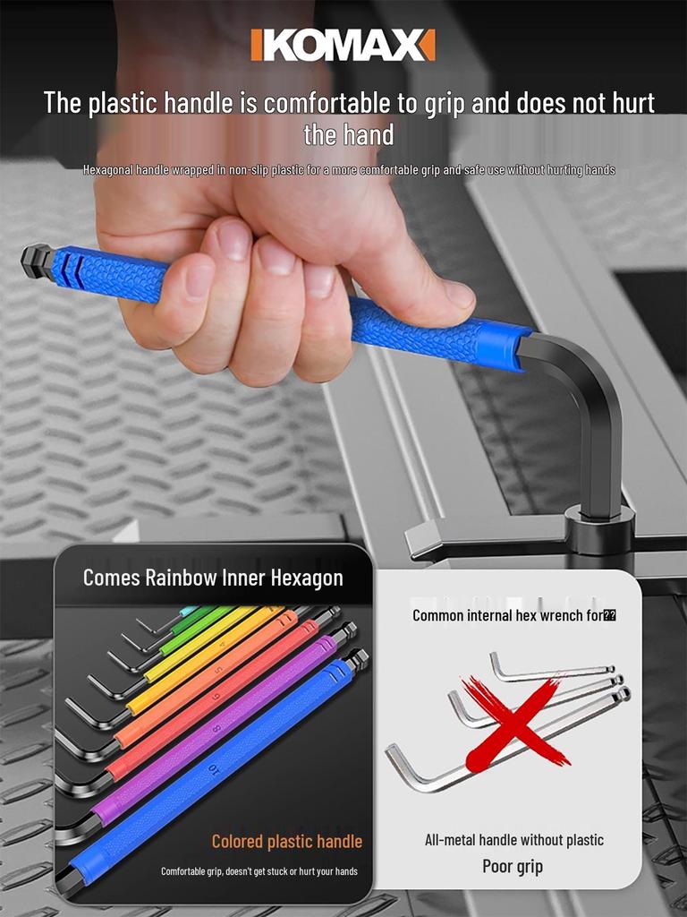 Rainbow Metric Hex Key Set - Comprehensive 6-Sided Screwdriver Tools