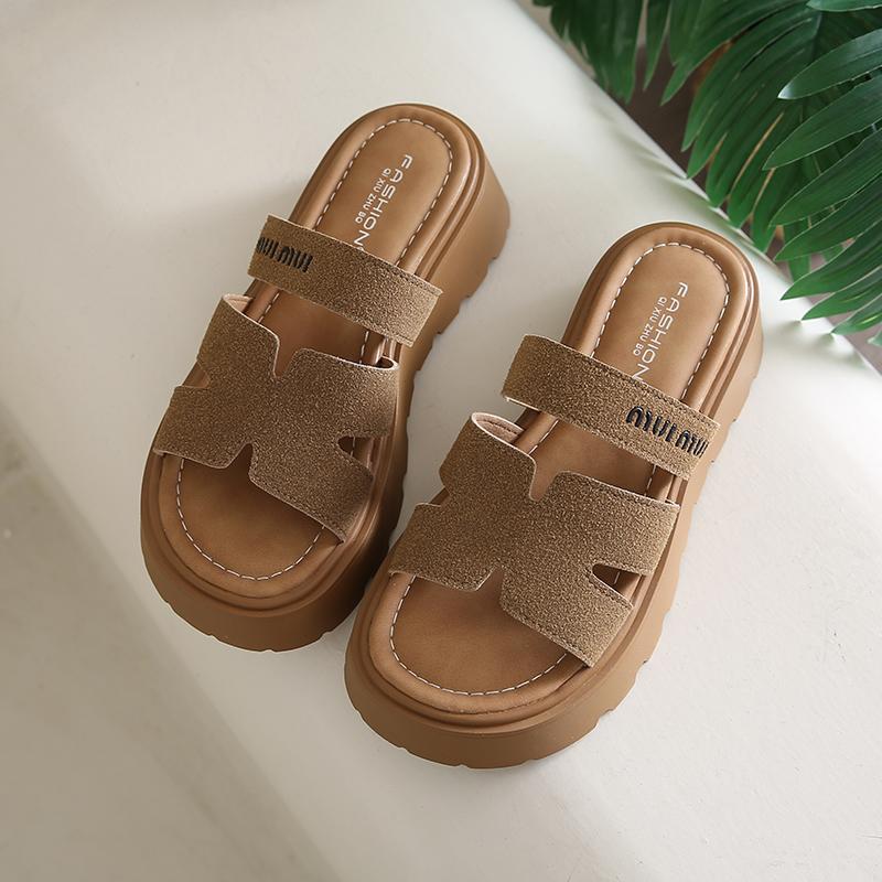 Modische CRLAYDK Vintage Pantoletten für Damen mit weichem Fußbett und Riemen Damenmode Plateau Slip-On Walking Freizeit Hausschuhe