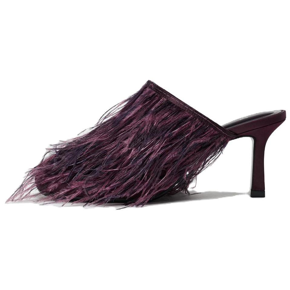 

Zara Элегантные туфли на высоком каблуке против трения с открытым носком Женские тапочки Фиолетовый Красный 1127241035 37