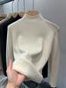 Women's Fleece-Lined and Thickened Half-High Neck Base Layer Sweater for Winter Inner Wear with Integrated Fleece Fabric