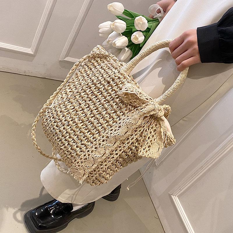 New Fabric Straw Fashion Silk Scarf Women's Shoulder Crossbody Bag Luxury Modern Fabric Bags