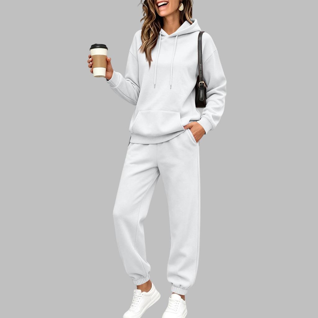 Damen Kapuzenpullover mit Futter und Jogginghose Set Lockerer Fit Lässiger Trainingsanzug