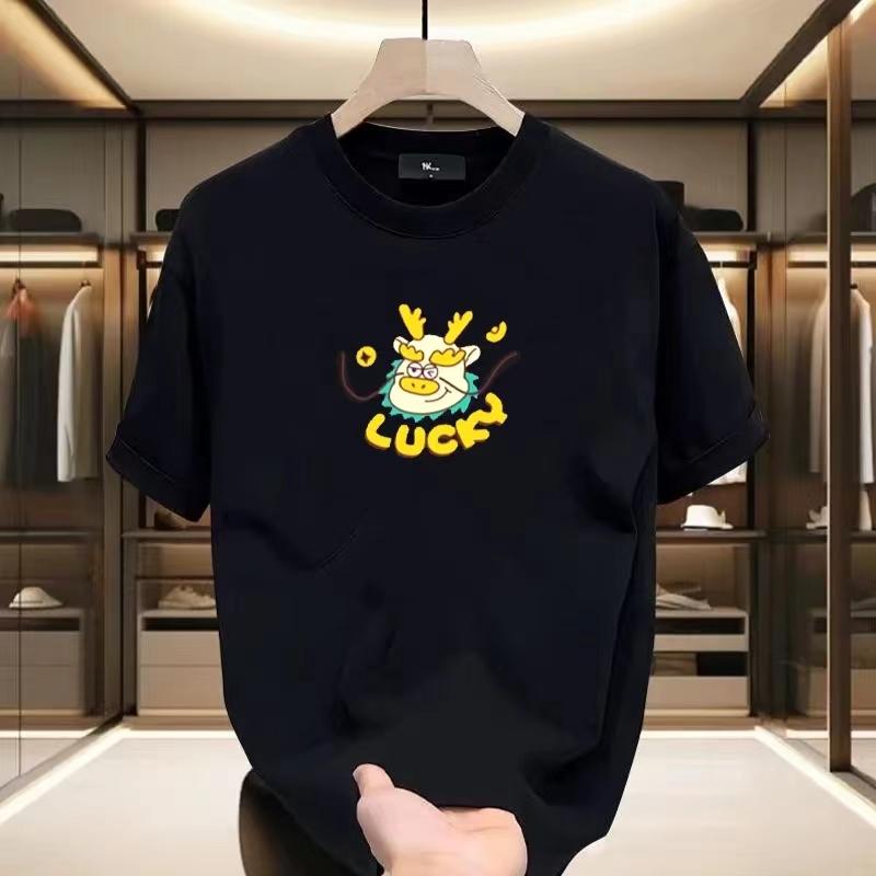 Pánské bavlněné tričko s potiskem písmen Nadměrné Volné Streetové oblečení Ležérní móda Top s krátkým rukávem Letní móda Pánská trička