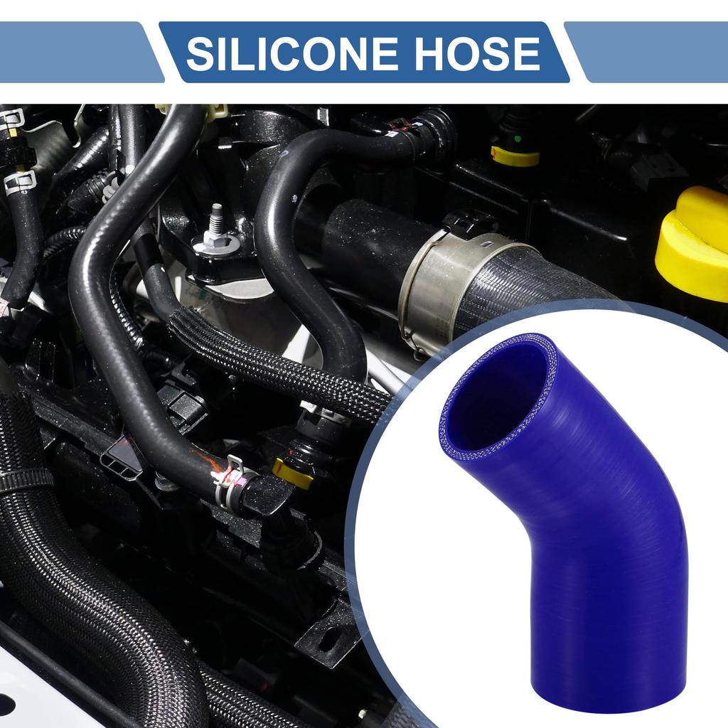X AUTOHAUX 1pcs 60mm/2.36"-70mm/2.76" Inner Diameter 90mm/3.54" Length 45 Degree Blue Car Silicone Hose Hose Universal