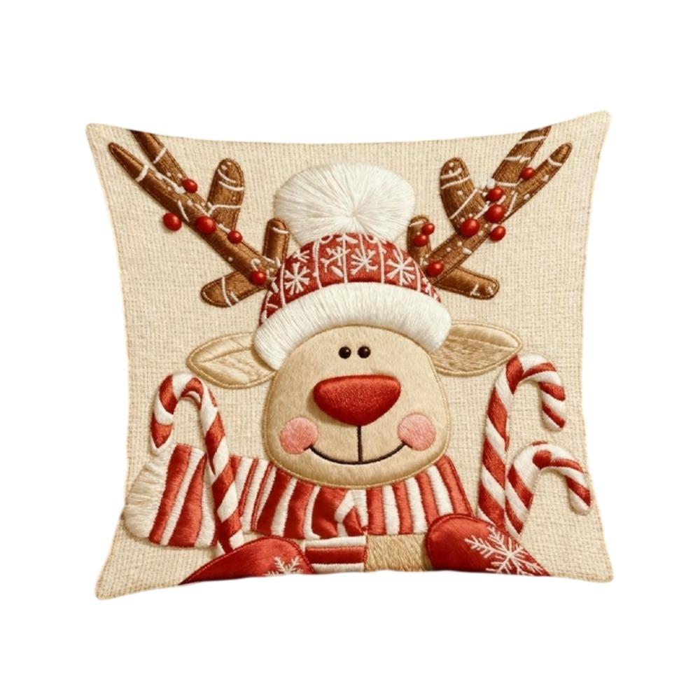 Plush Christmas Pillow Cover Soft Xmas Tree Pillowslip Elk Santa Pillow Cover  Living Room