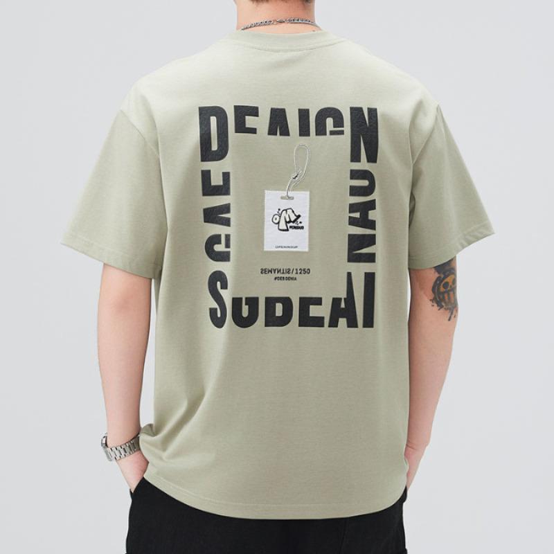 Летняя американская тяжелая футболка с коротким рукавом и вышивкой, мужская, с круглым вырезом, свободная футболка 4XL зелёный