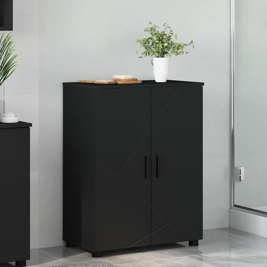 Bathroom Storage Cabinet with Door Black 60 X 35 X 80 Cm