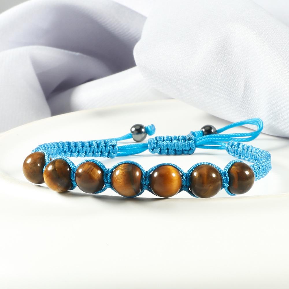 Men's Polka Dot & Tiger Eye Beaded Adjustable Bracelet