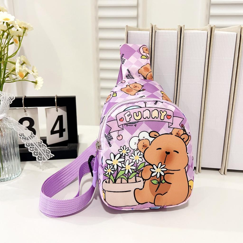 Capybara Preschool Children Nylon Crossbody Bag Animal Pattern Everyday Design