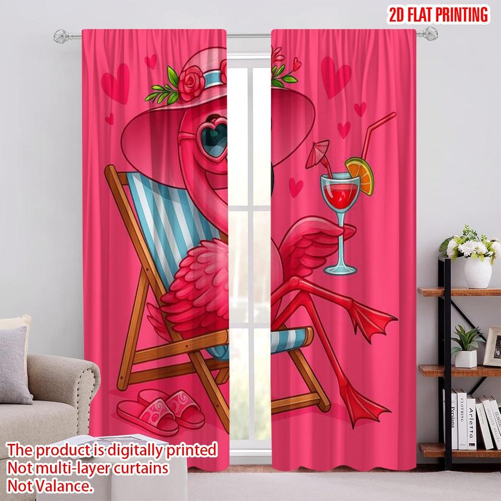

2pcs,2D plane printing Curtain Fabric Tropical Chillax Versatile Polyester (without rod) Decorations Outdoor for Various Room 52.50 × 116.00 cm 2 pcs