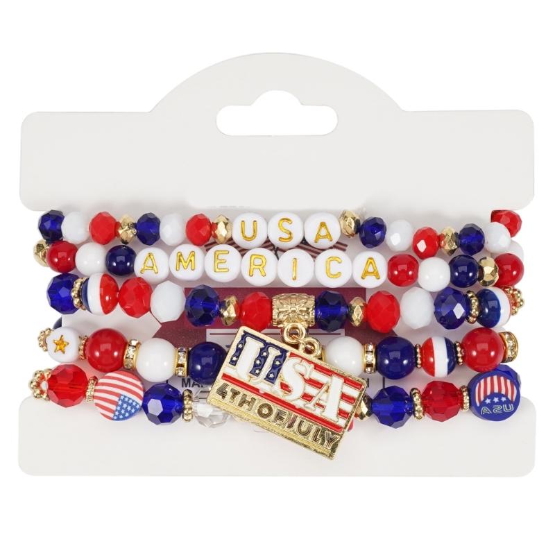 Multilayer Bracelet Independence Day Bracelet Artificial Crystal Bracelet Charm Bracelet Suitable for Stylish Outfits