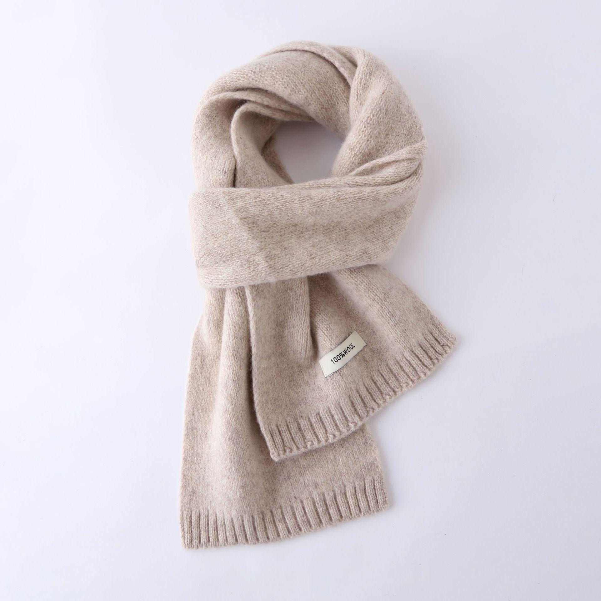 

Australian 100% Wool Scarf New Solid Color Winter Warm Knit Neck Warmer For Men And Women Cashmere Scarves 20x160cm