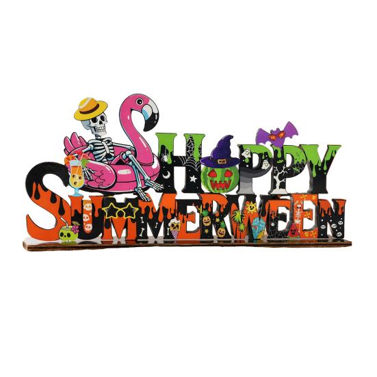Fall Season Shelf Decor Happy Halloween Wooden Sign Ornaments with Pumpkin Ghost And Bat Elements for Decorative Party Props Tiered Tray Table Autumn