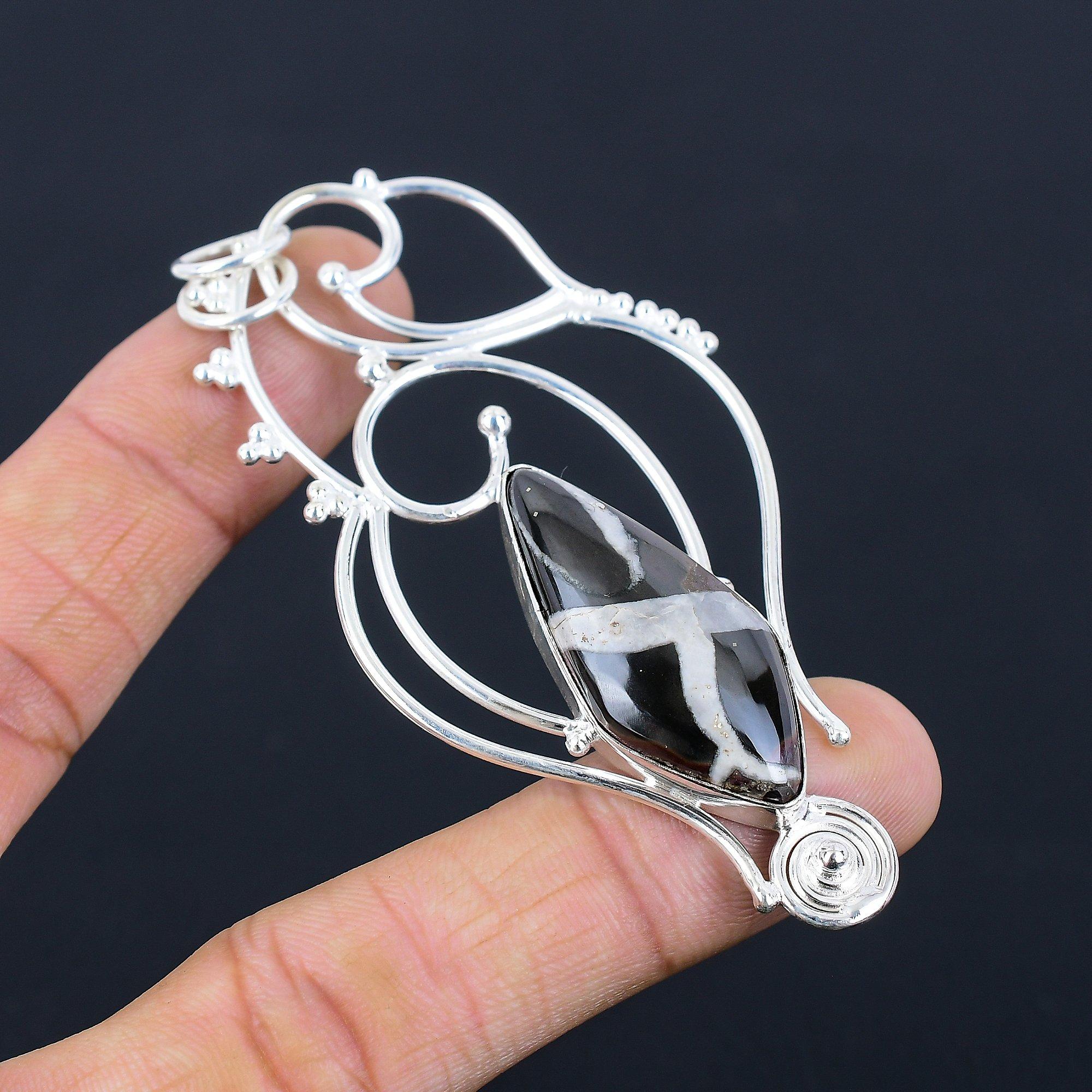 

Sterling Silver Natural Moroccan Moroccan Mud Crack Fossil Bezel Pendant Jewelry