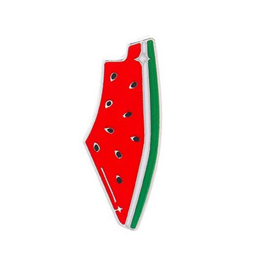 Brooch Pin Lightweight Zinc Alloy Watermelon Shape Badge Smooth Surface Lasers Cut Design Pin Lapel Accessory
