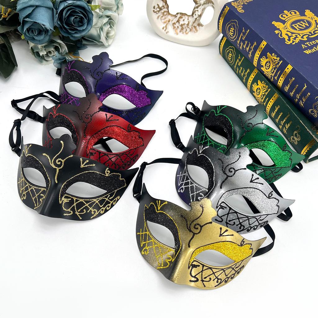 Roman Party Mask Glitter Masquerade Party Mask Glitter Hand-Painted Mask Comfortable For Themed Event Bar Event Venetian