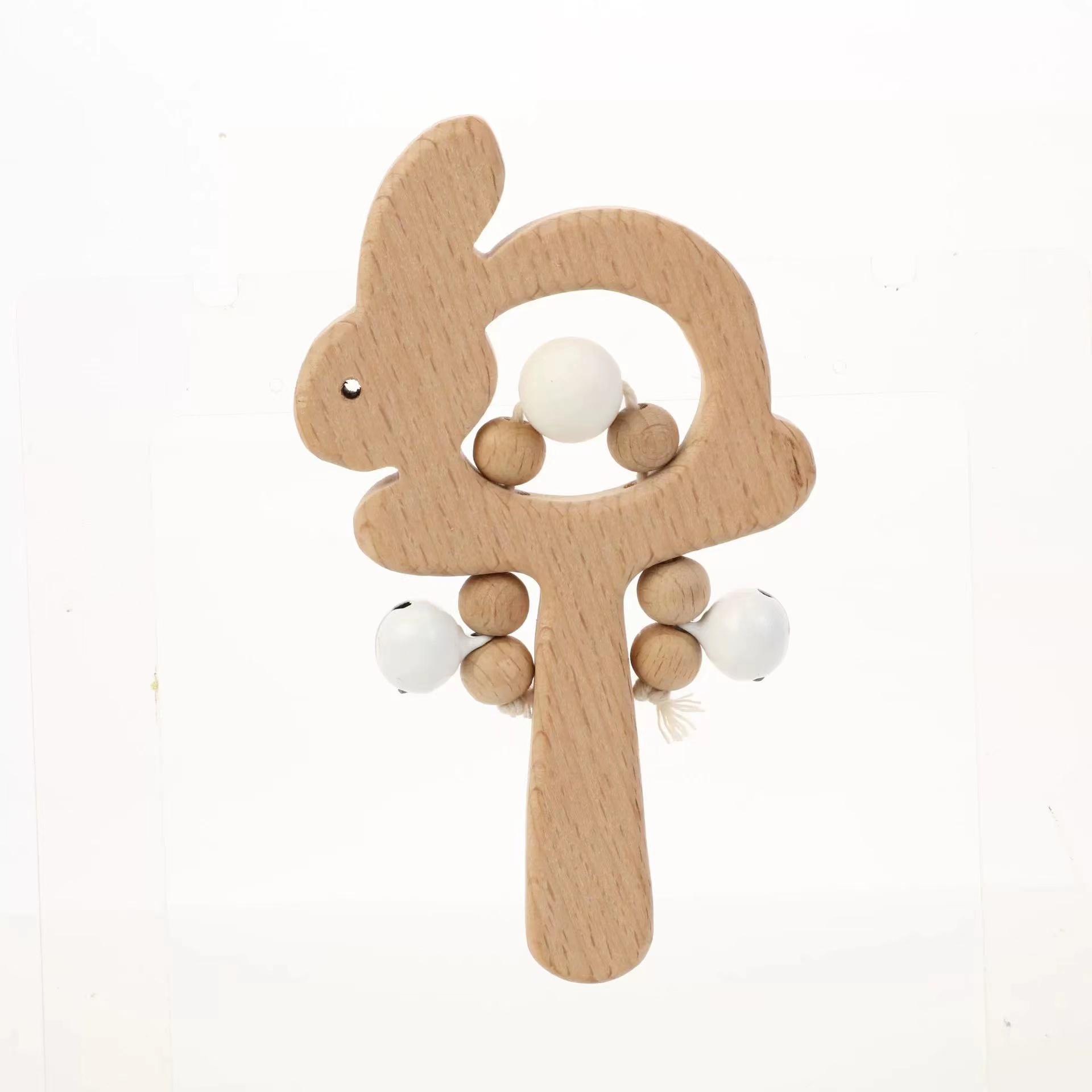 

Детская деревянная погремушка, деревянное кольцо для прорезывания зубов, издает звук, развивающая игрушка Монтессори для детей от 6 месяцев и старше