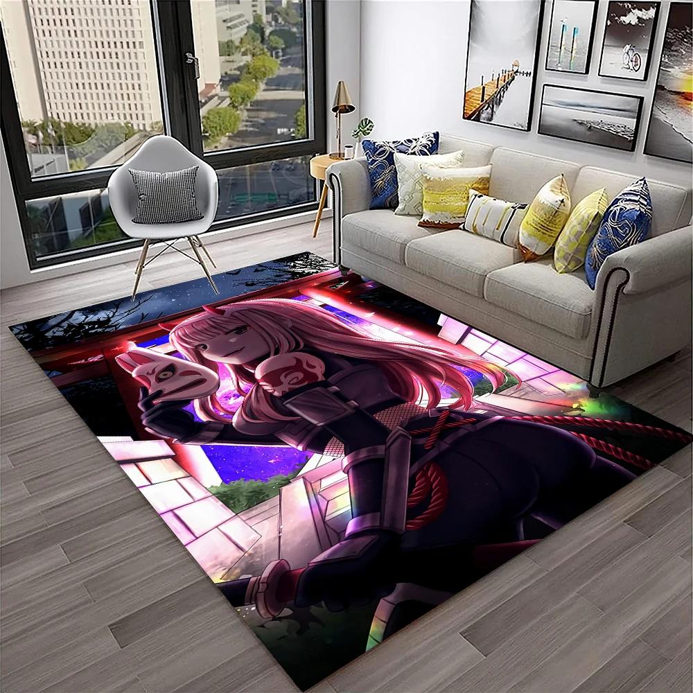 DARLING In The FRANXX Cartoon Zero Two Sexy Girl Carpet Rug for Home Living Room Bedroom Sofa Doormat Decor,Non-slip Floor Mat