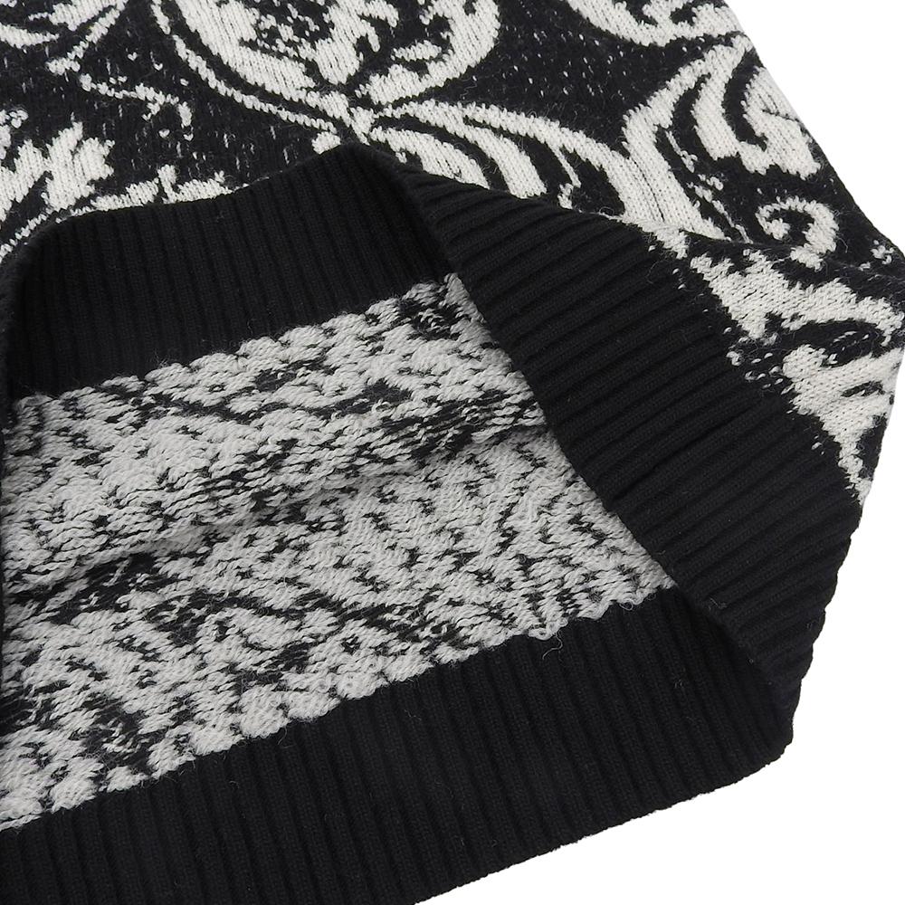 Versace Men's Jacquard Knit Wool Sweater, Black and White, Size 46, A84889 tops 46 Black WhiteUsed