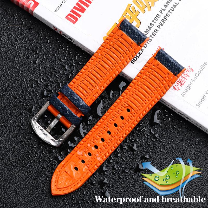 Correa de Reloj de Nylon con Fondo de Goma para la Serie Casio PROTREK PRG-600YB PRG-650 PRW-6600 Correa Deportiva de Lona y Silicona 24mm