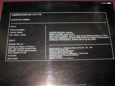 LP Record VARIOUS  Aggostino Steffani Duetti Da Camera HM1046 HARMONIA MUNDI 1981 France Classical Used
