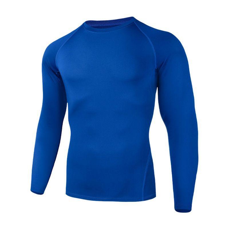 Men's Quick-Dry Sports Compression Shirts Tights Solid Color Crew Neck Fitness Top